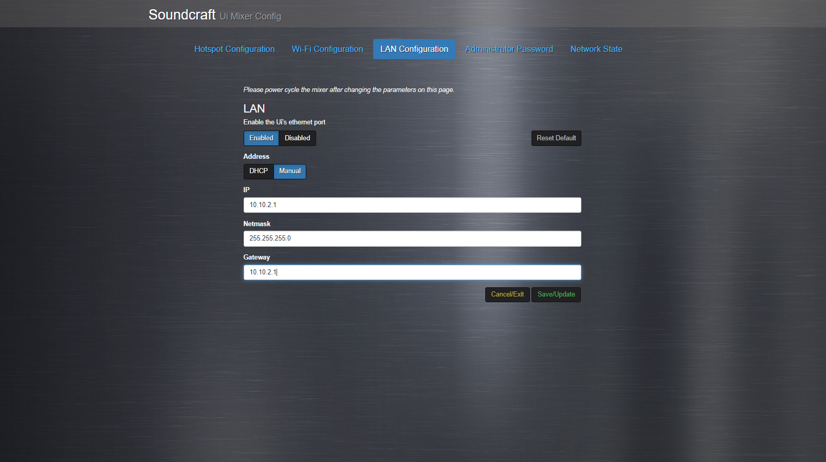 Creating a Manual Connection to the Soundcraft Ui